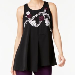 Alfani Embroidered Swing Top Deep Black, 16W